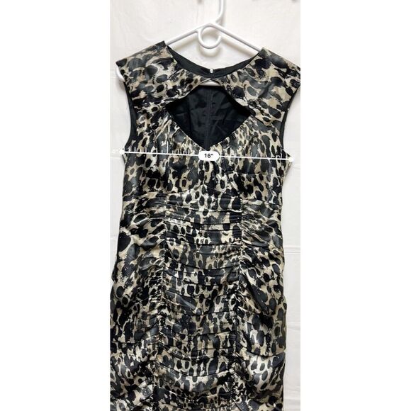 Nanette Lepore Dress Size 8‎ 100% Silk Peek-A-Boo Bodycon Animal Print BBA - Picture 8 of 12
